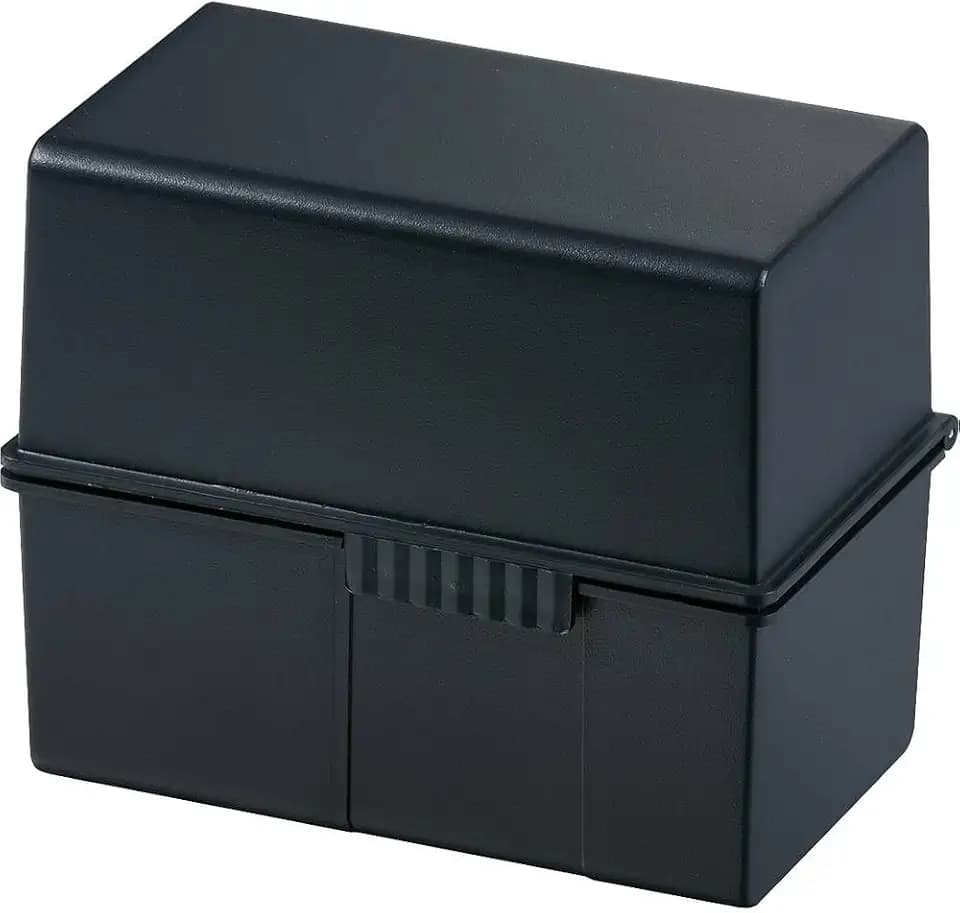HAN Karteibox DIN A6 quer – innovatives, attraktives Design für 400 Karteikarten mit Stahlscharnier und Schnappverschluss, schwarz, 976-13, 1 STÜCK