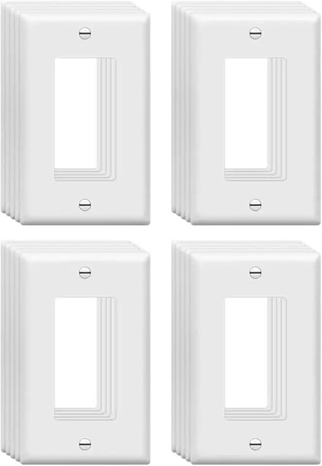 ZEFTV Mid-Size Decorator Wall Plates 1-Gang 4.89" x 3.12" Switch Outlet Electrical Cover Plate Unbreakable Thermoplastic Faceplate for Light Receptacle Outlet Switch, White (20 Pack)