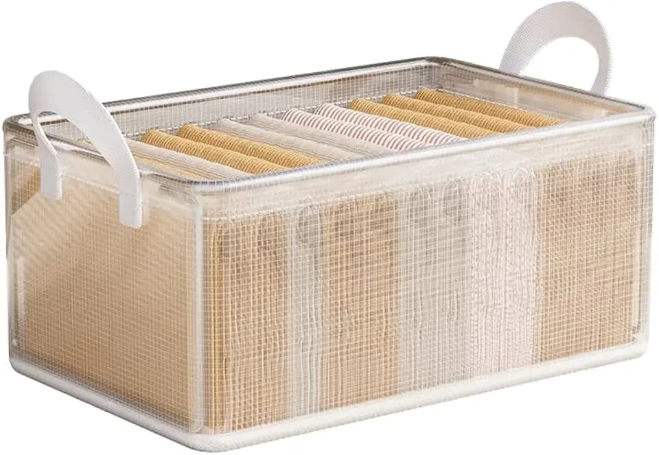 Closet Organizer Box 1pcs for Clothes Toys Kitchen, PVC Steel Frame Storage Box, Household Table Storage Basket, Transparent Visible, Easy to Take
