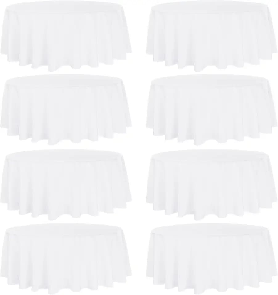 Fivenl 8 Pack Round Tablecloth 90 Inch Round Table Covers Bulk Washable Polyester Fabric Round Table Clothes for Wedding Party Reception Banquet Buffet Restaurant (White, 90 Inch)