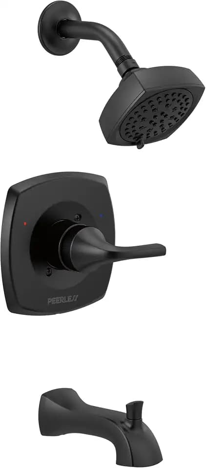 Peerless Parkwood Tub Shower Faucet Set Black, Shower Trim Kit, Shower Fixtures, Bathtub Faucet Set, Shower Handle, Matte Black PTT14435-BL