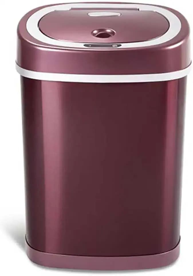 Smart Trash Can, Motion Sensor Trash Can with Lid, 15L Touchless Automatic Garbage Can for Bathroom, Bedroom & Office, Stainless Steel, Quiet Soft-Close, Long Battery Life, Wine