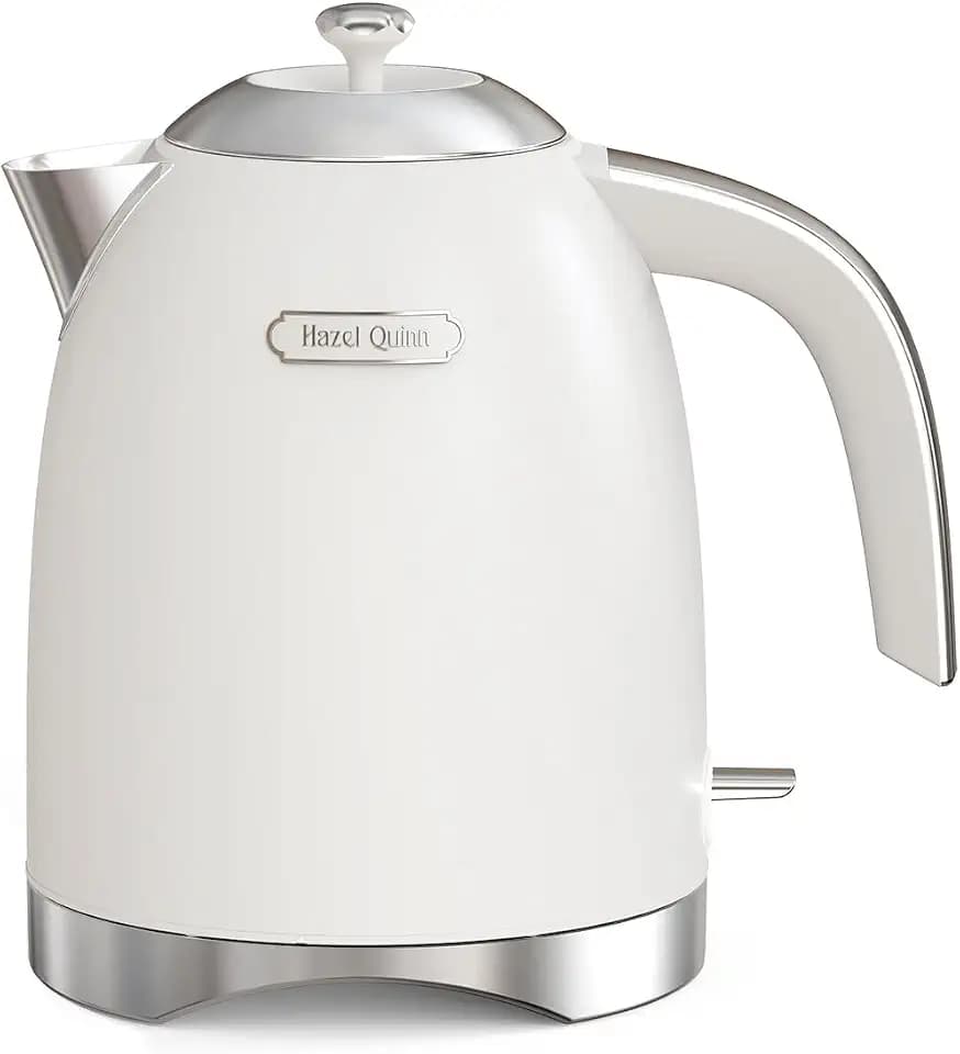 Hazel Quinn Electric Kettle 1.7 Liers(57oz) Stainless Steel, Pearl White