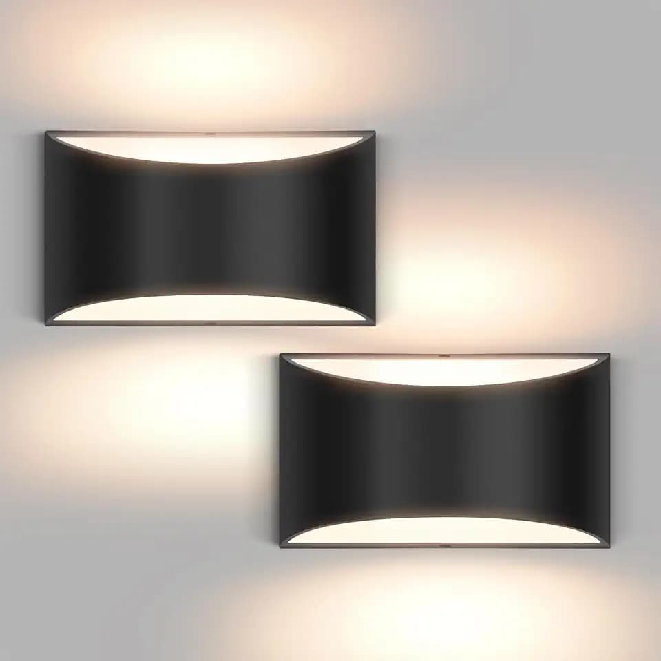 Black Modern LED Wall Sconce Hardwired Wall Sconces Set of Two