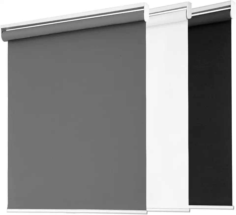 Blackout Roller Shades for Windows, Cordless Free-Stop Blinds with Thermal Insulated,UV Protection Fabric. Pull Down Room Darkening Door Blinds for Home, Office Easy to Install(48" W x 72" H,Grey)
