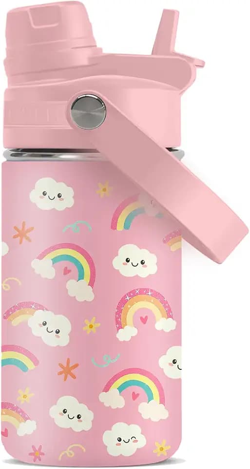 Rainbow 12oz Water Bottle for Girls, Birthday Gift for Rainbow Lovers