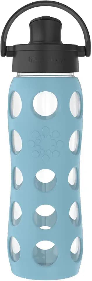 Lifefactory 22oz Glass Water Bottle with Active Cap, Denim