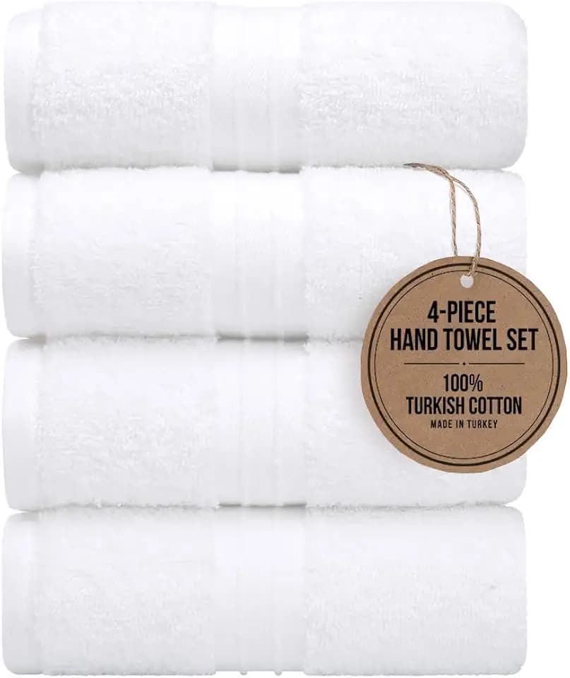 Hand Towels 4 Pack - Soft & Cozy, Large (16"x 28") Cute, Soft, Decorative - Versatile, Perfect as Hand Towels for Bathroom, Gym, Hotel, Spa Towels - White