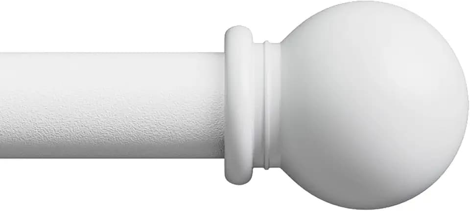 White Curtain Rods for Windows 48 to 84, Splicing Adjustable 5/8 Diameter Drapery Rod Set with Brackets, Heavy Duty Metal Standard Curtain Rod for Bedroom, Living Room, Easy Install Wall Mount