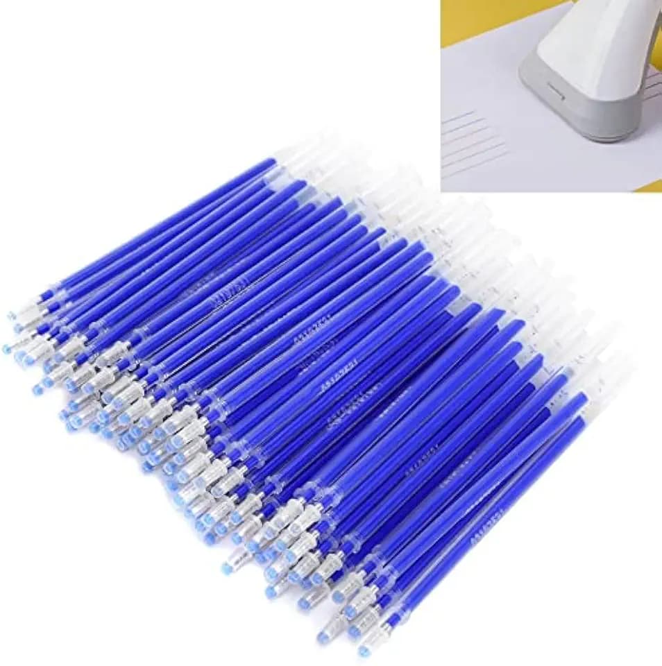 Pssopp 100pcs Fabric Marker Pen, Refill Heat Erasable Fabric Pens Heat Erasable Fabric Marking Pens Auto Vanishing Pen for Tailors Sewing and Quilting Dressmaking