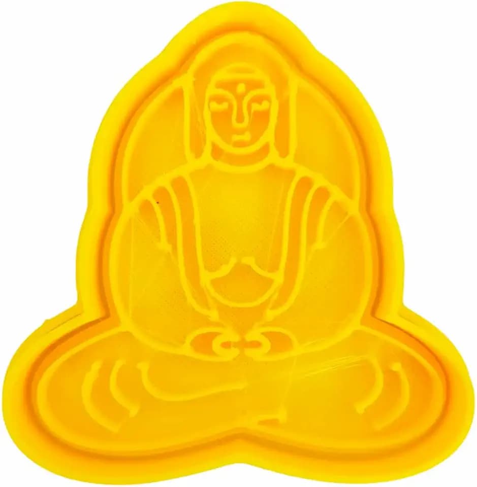 The Cookie Cutter Hub 9cm Japanese Buddha Statue Cookie Cutter and Matching Embosser for Cookies Biscuits Clay Baking Decoration