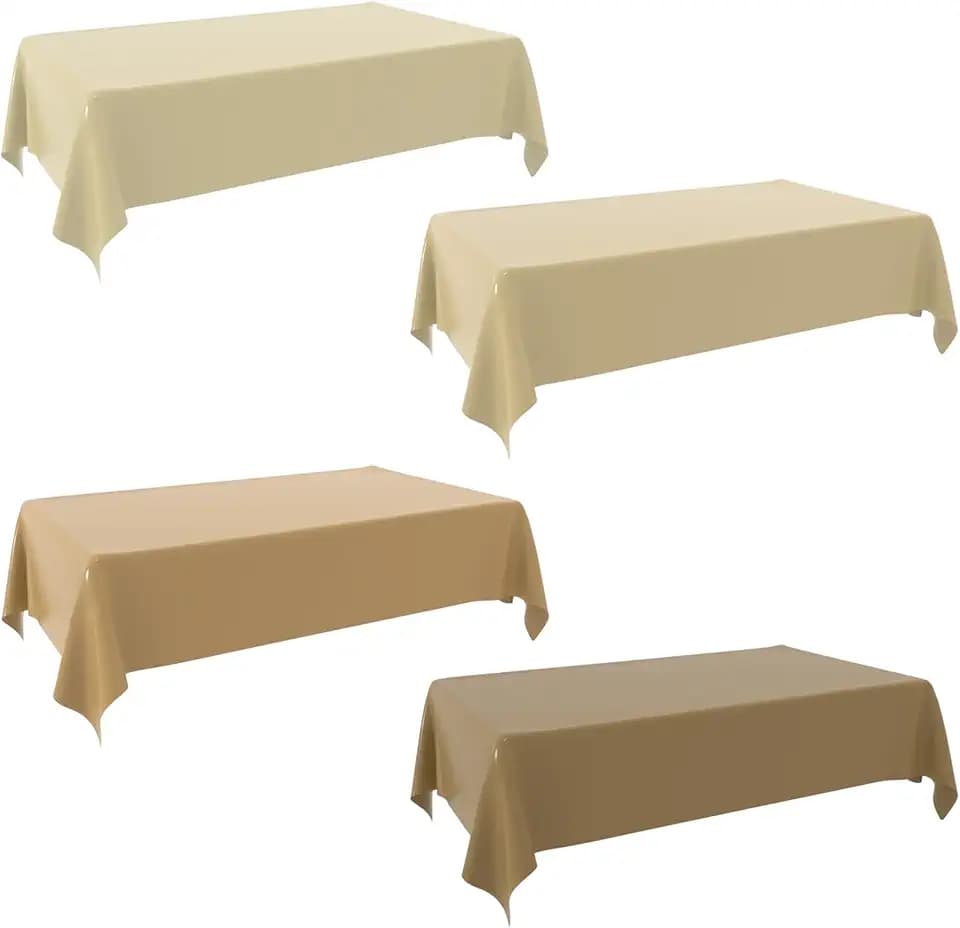 4 Brown Tablecloths, Brown Disposable Plastic Table Cloths, 4 Color Gradient Tablecloths for Bride Wedding, Birthday, Picnic Party, 54 X 108 Inches Rectangular Table Cloths