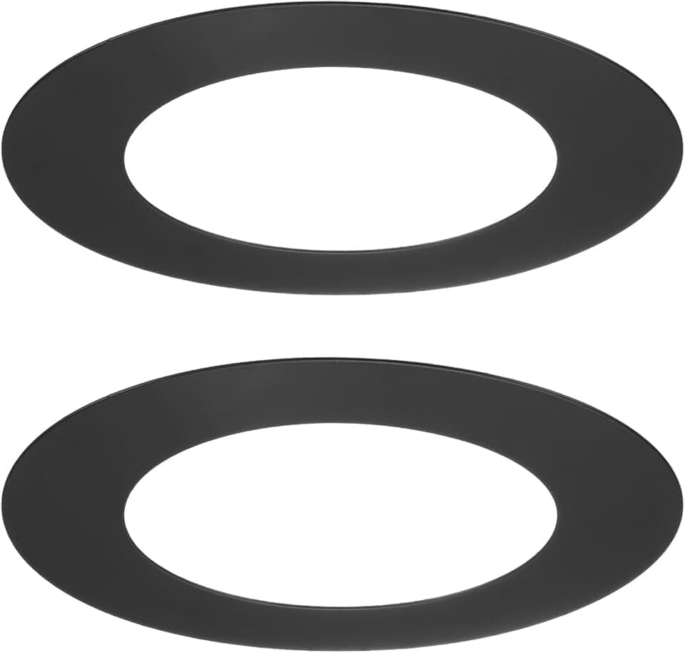 M METERXITY 2-Pack Goof Rings for 4 Inch Recessed Lights, 4.3" ID 6.7" OD Durable Steel Trim Ring Flush Mount Black Can Light Trim Ring Cover for Ceiling Can Downlights
