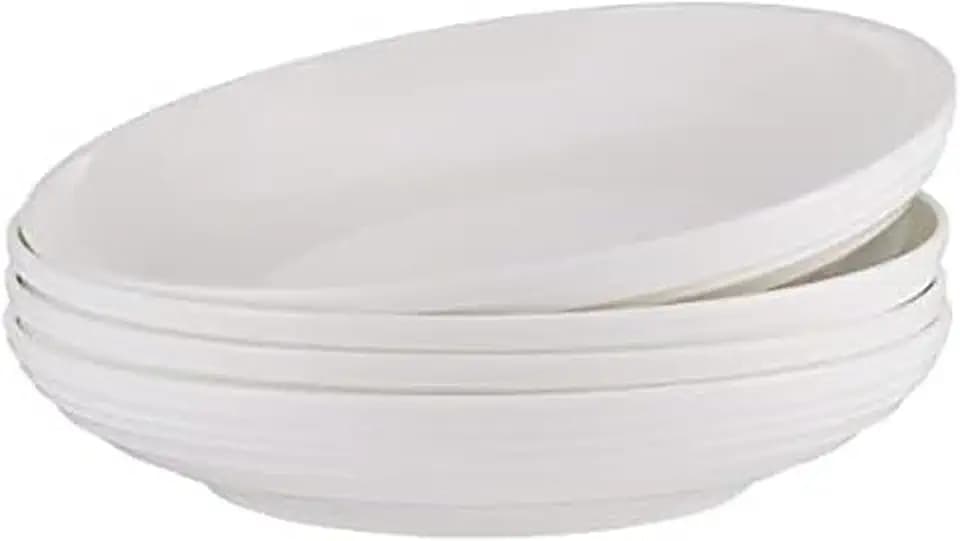 Mikasa Ciara Bone China Lightweight Chip Resistant Set of 4 Pasta Bowls Set, 8 Inch, White