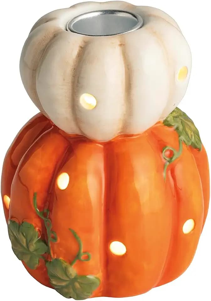 Mud Pie Thanksgiving Pumpkin Light-Up Taper Holder