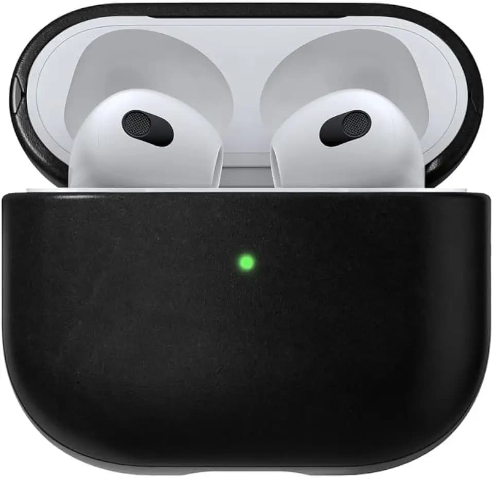 Nomad Airpods V3 Case Black Schutzhülle aus Echtleder für AirPods 3. Gen in schwarz