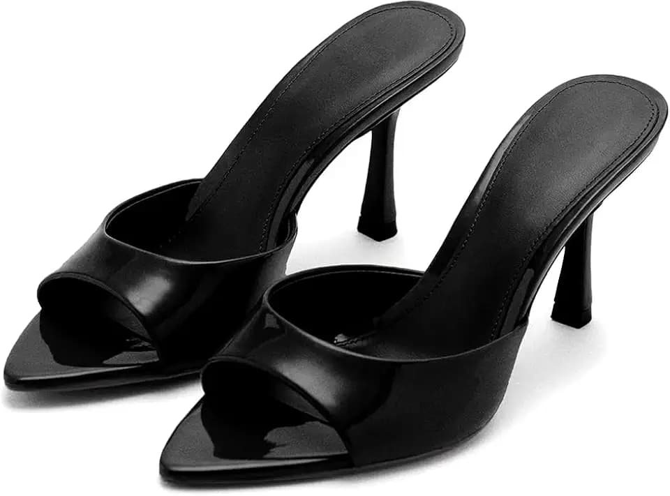 Wnshonzy Heeled Sandals For Women Pointed Open Toe High Heels Stiletto Pumps Mule Slip on Sexy Trendy Slingback