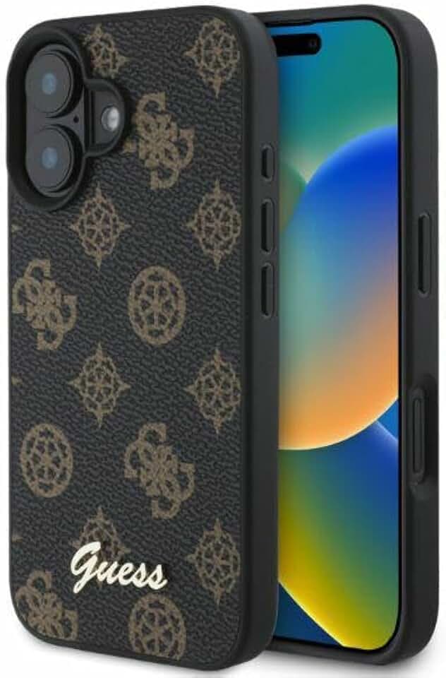 CG MOBILE Guess GUHMP16SPGPYSK Hülle für iPhone 16 6.1" Schwarz hardcase Peony Script