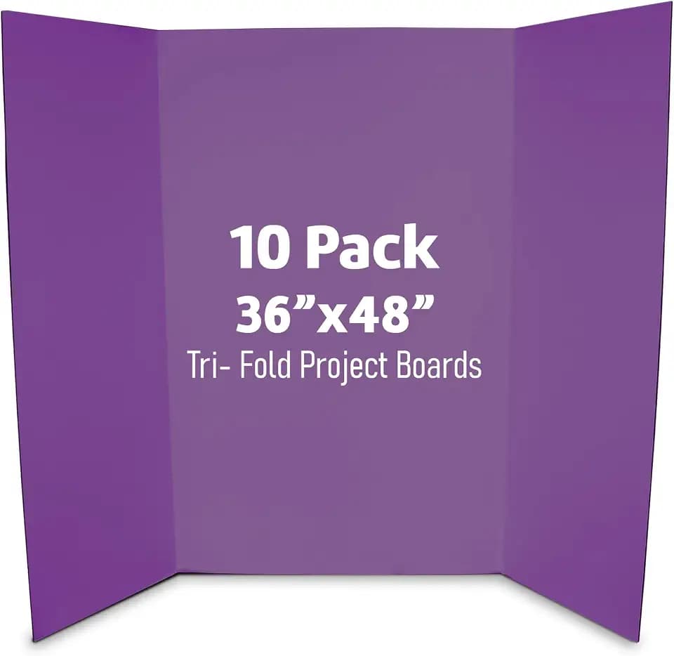 Flipside Products 36” x 48” Project Boards for Presentations, Science Fair, School Projects, Event Displays and Trifold Picture Board, Proudly Made in USA - Purple - 10 Pack