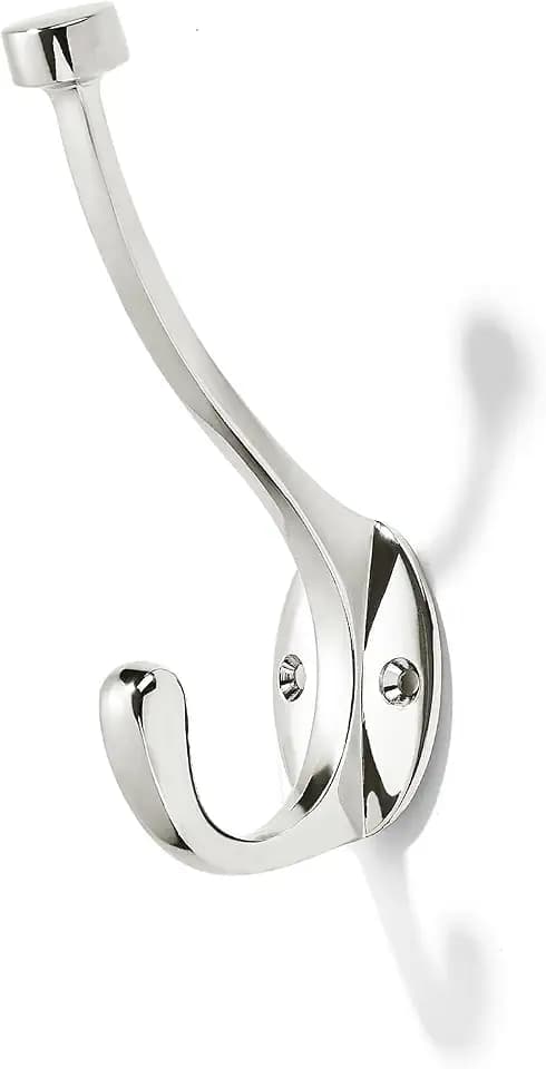 khtumeware The 3 Pack 5-1/2 inch Polished Nickel Coat Hook zinc Alloy mudroom Hooks is Suitable for bathrooms, Behind Doors, bedrooms, and is a Towel Robe Hooks for Both Household and Commercial use