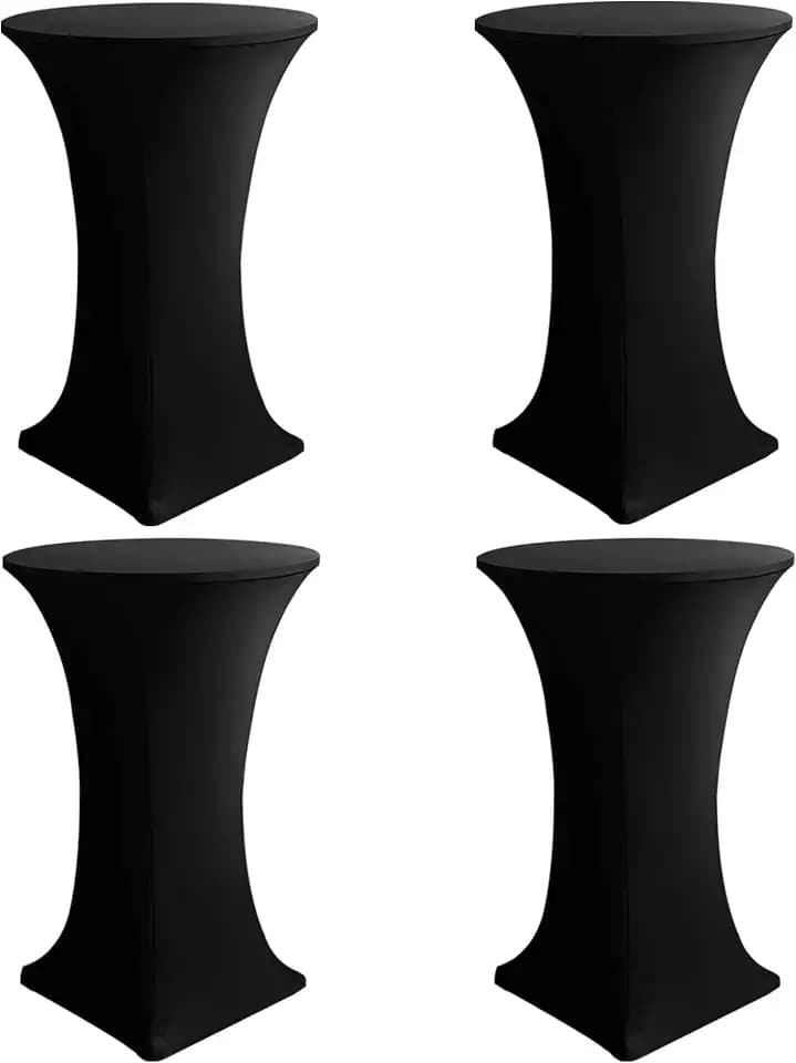 Spandex Black Cocktail Table Covers for 30-32 Inch High Top Pub 4 Pack