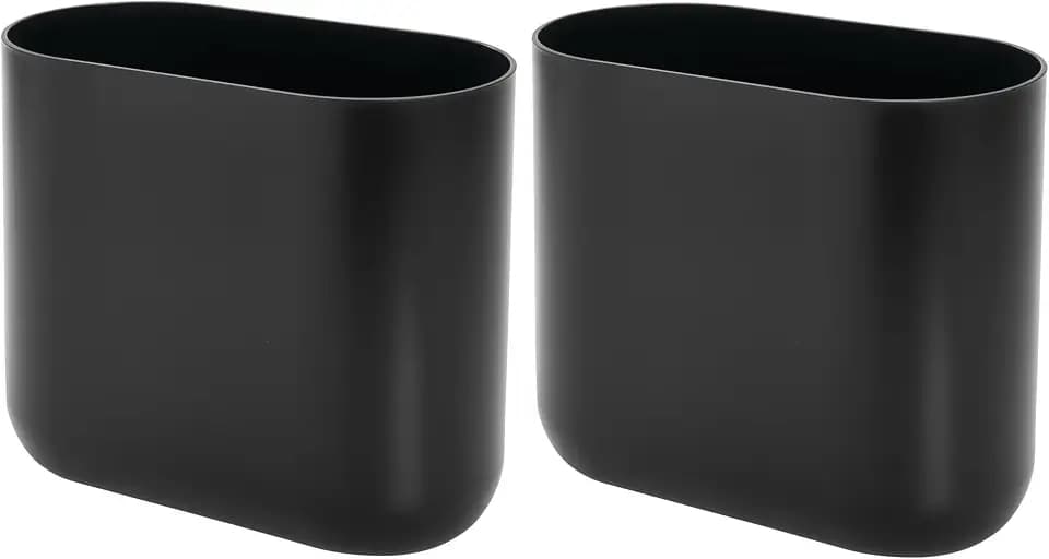 iDesign Small Slim Plastic Bathroom Trash Can, 2-Pack, Black