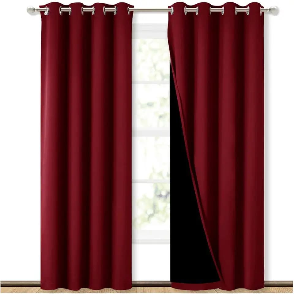 NICETOWN Burgundy Red Blackout Curtains for Living Room 52" x 84" 2 Panels