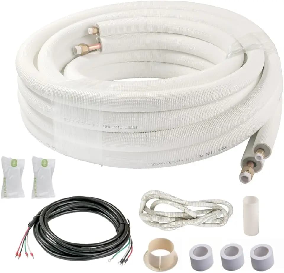 ICOOL 25 Ft. Mini Split Line Set 1/4 1/2 O.D. & 3/8 PE Thickened Insulated