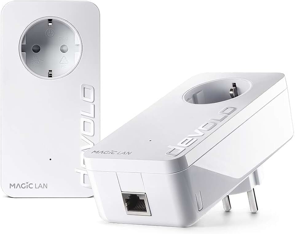 Devolo Magic 1 LAN: Hochleistungs-Powerline, bis zu 1200 Mbit/s für Ihr Heimnetzwerk, mit integrierter Steckdose, Internet aus der Steckdose, weiß