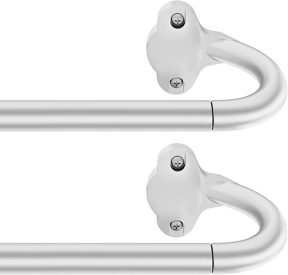 Wrap Around Blackout Curtain Rod 36-88 Inch (3-7.3 Ft), 5/8" Adjustable Curved Window Rod for Room Darkening, Modern Single Drapery Rod for Living Room Windows, Silver, 2 Pack