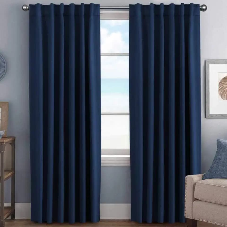 H.VERSAILTEX Back Tab Navy Blackout Curtains 102 Inch Long for Bedroom/Living, Rod Pocket Room Darkening Thermal Insulated Black Out Drapes, 52 x 102 Inch, Navy Blue, 2 Panels