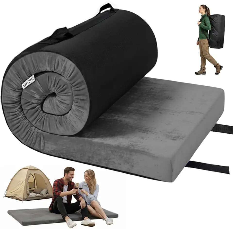 Roll Up Foam Camping Mattress - 30D High-Density Foam Sleeping Pad with Travel Bag - Portable Floor Mat for Tent, Car Camping & Guest Bed