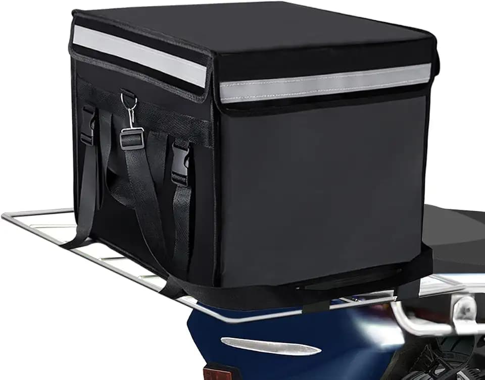 TooCust Large Insulated Food Delivery Bag with Fixed Base and Internal Frame, XL-18.1"x13.8"x13.8", Commercial Pizza Delivery Bag w/Divider, Waterproof & Foldable Catering Bag Food Deliveries, Black