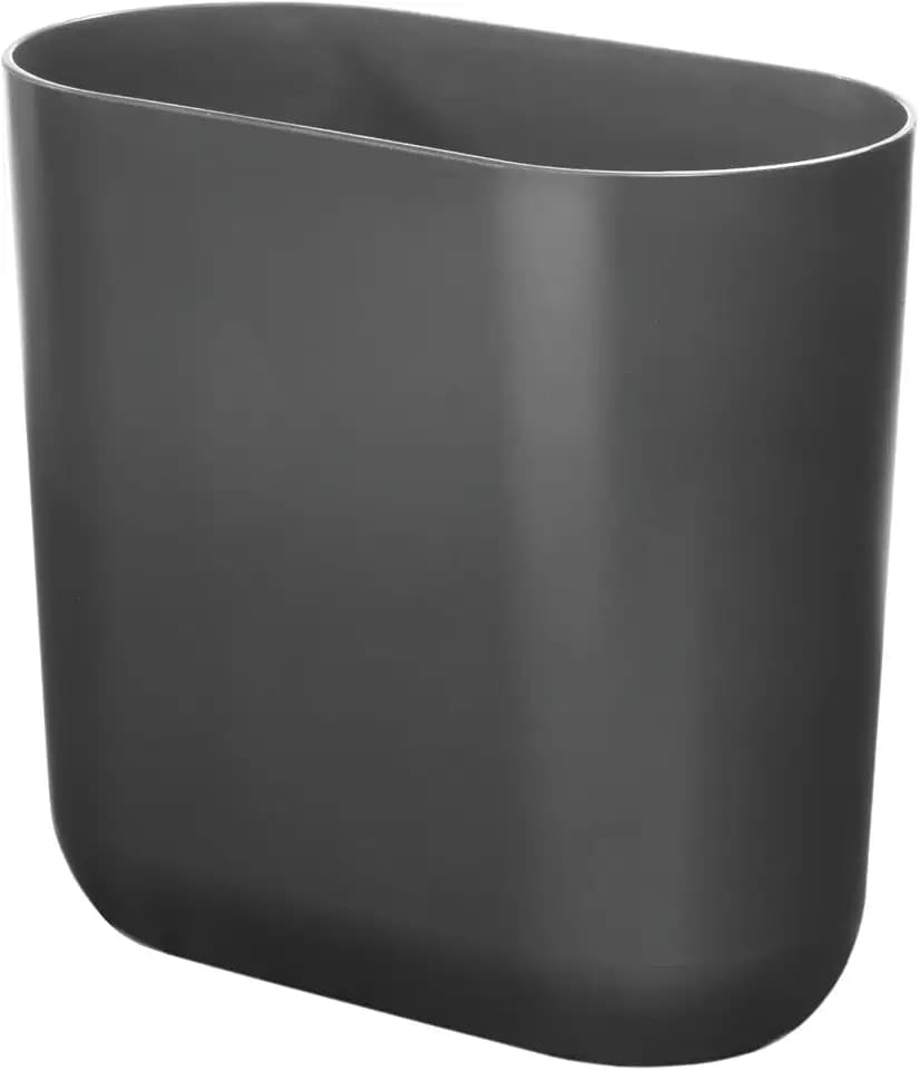 iDesign Small Slim Plastic Bathroom Trash Can, Gray