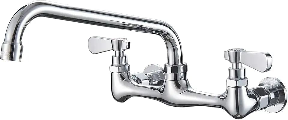 BWE Kitchen Faucet Wall Mount with 10 Inch Swivel Spout 8" Center