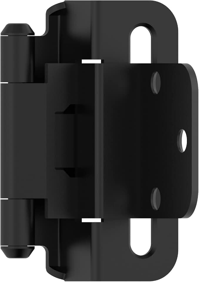 Amerock 1 Pair 3/8" Inset Matte Black Self-Closing Wrap Hinge
