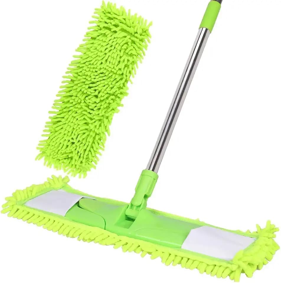 Dust Mop for Hardwood Floors,Wet Dry Flat Mop,2 Pads,Long Handle,Green