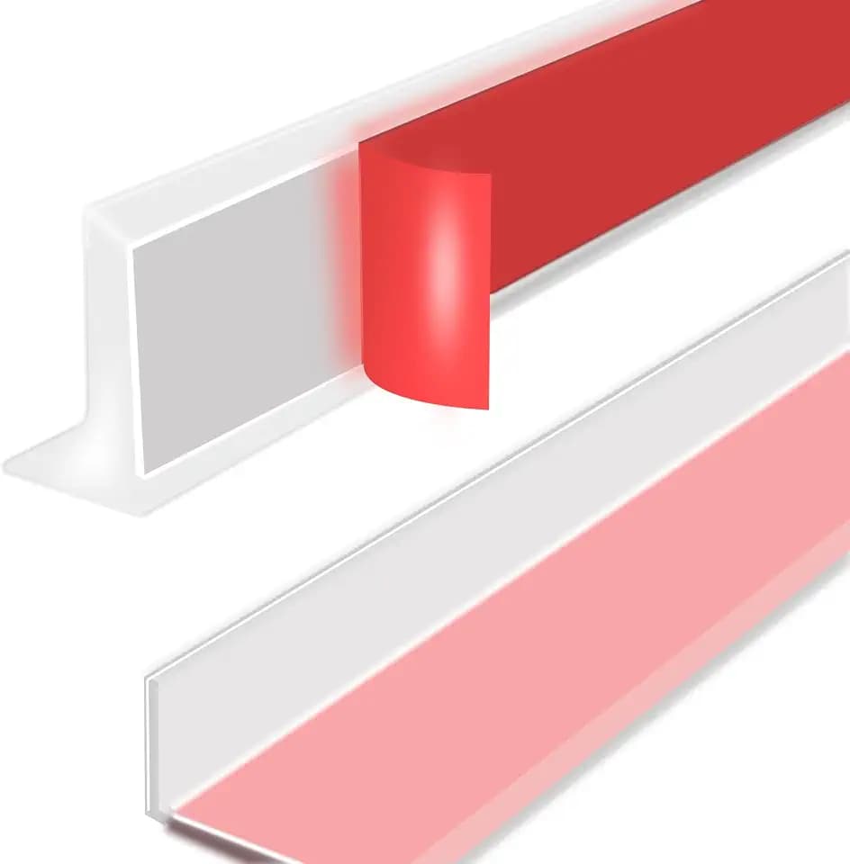 78 Inch Shower Threshold Water Dam, Silicone Barrier Shower Door Bottom Seal Strip, Self Adhesive Waterproof Barrier, for Kitchen Countertop Sink, Cooktop, Bathroom(Semitransparent)