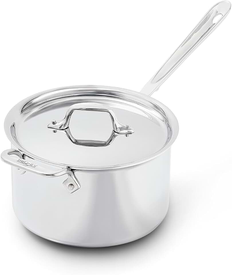 All-Clad D3® Stainless Steel 4 Qt Saucepan with Lid, Made in the USA