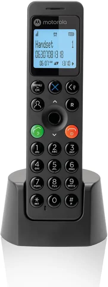 Motorola Voice - DOT201 Digitales Schnurlostelefon, Freisprecheinrichtung, Anrufsperre, 100 Kontakte mit Namen und Telefonbuch, Schwarz
