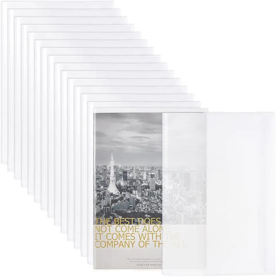 FINGERINSPIRE 16 PCS Clear Book Covers 16.2x10.5inch Plastic Transparent Book Covers Plastic Sleeve Covers for Books Rectangle Book Covers with Self-Adhesive Closure Waterproof Dustproof Book Covers
