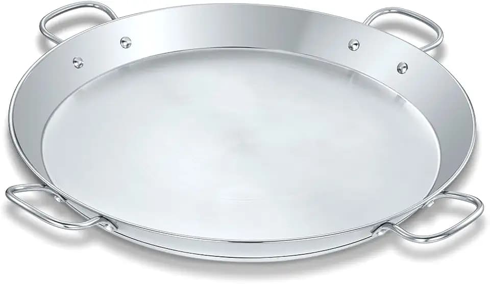Concord Premium Stainless Steel Paella Pan with Heavy Duty Triply Bottom (20" (50 CM))