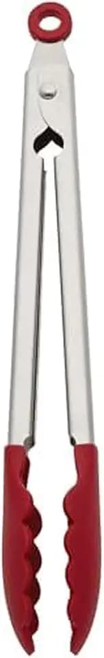 KitchenAid Silicone Stainless Steel Tongs, 12 Inch, Red