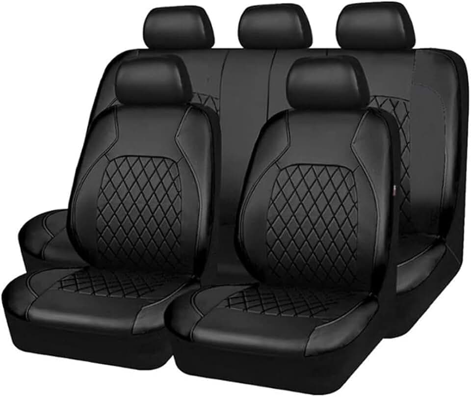 9 Stück Autositzbezüge Universal-Sitzbezug aus PU-Leder Komplett-Set mit Zubehör für Auto SUV für Auto
