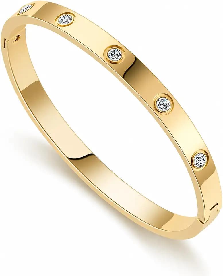 Friendship Love Bracelet for Women, 18K Gold Plated Titanium Steel Cuff