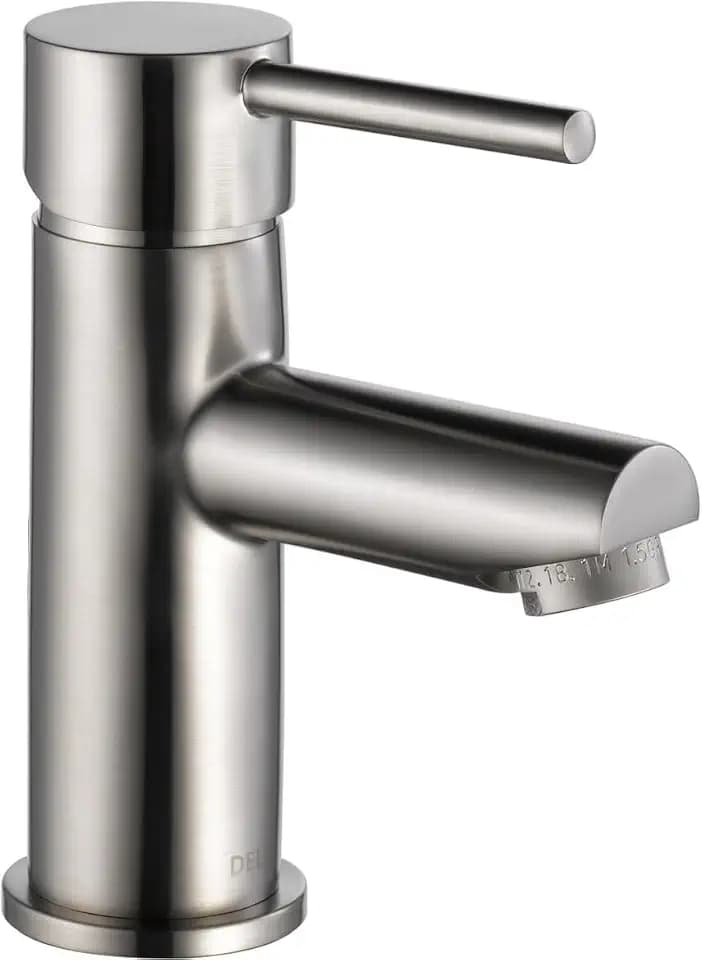 Delta Faucet Modern Single Hole Bathroom Faucet Brushed Nickel, Single Handle Bathroom Faucet, Drain Assembly, Stainless 559LF-SSPP