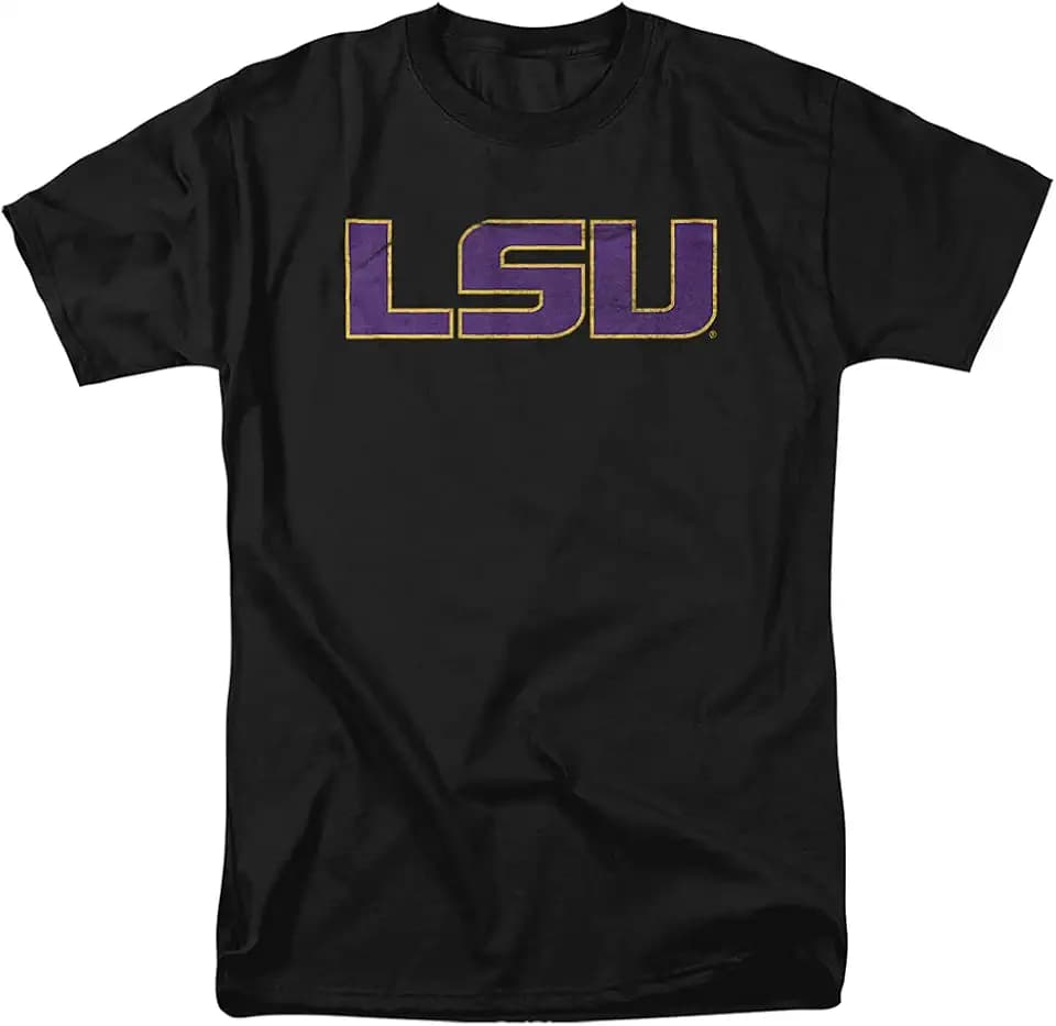Louisiana State University LSU Distressed Primary Unisex Adult T Shirt