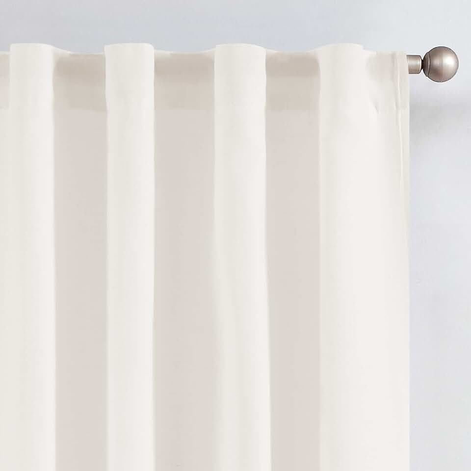 jinchan Lined Linen Curtains Privacy Back Tab 38x96 Inch 2 Panels Set White