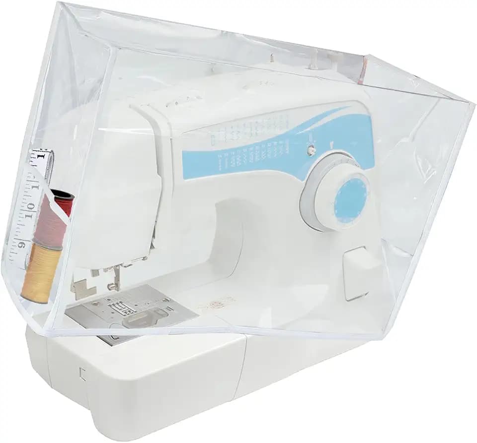 Klmnop Sewing Machine Cover with Pockets, Waterproof Clear Sewing Machine Dust Cover, Protective Cover for Most Standard Sewing Machine(Clear)
