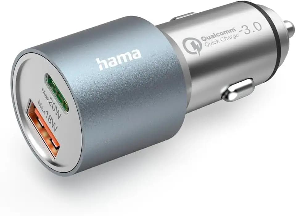 Hama Auto Schnellladegerät, USB C, USB A, Zigarettenanzünder, 38W
